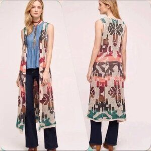 NWT Anthropologie Cecilia Prado Aztec Duster Open Front Cardigan Size M